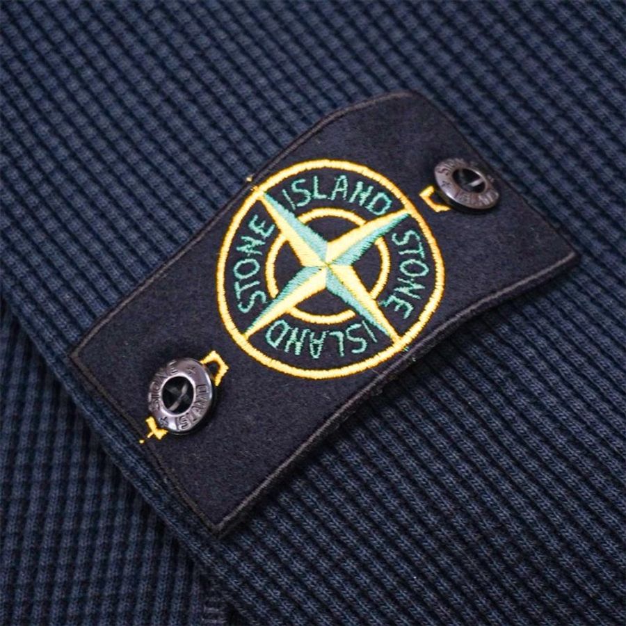 Stone Island 華夫格絨面男生長袖上衣(海軍藍)-2