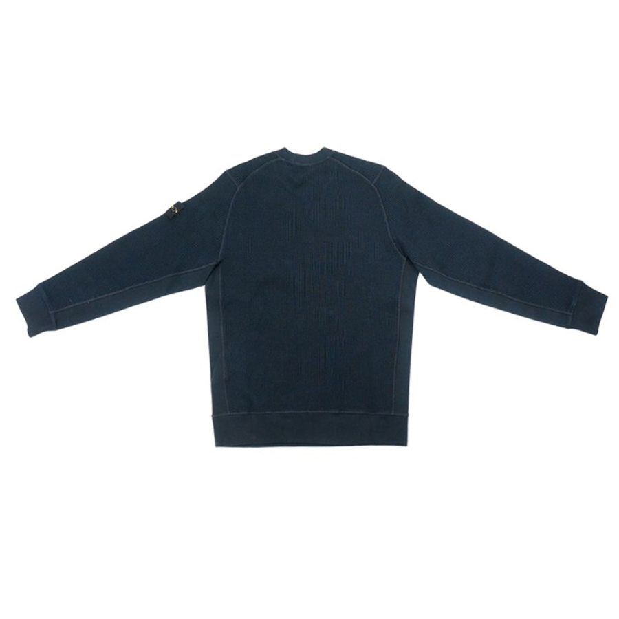 Stone Island 華夫格絨面男生長袖上衣(海軍藍)-4