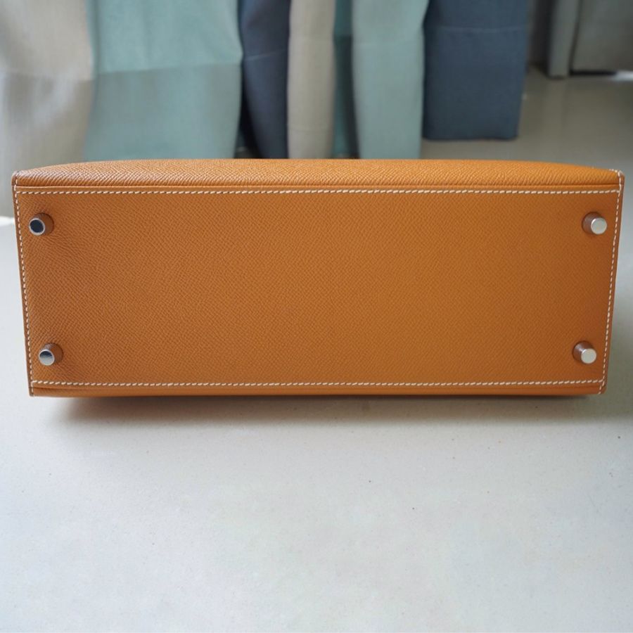 Hermes kelly 28 金棕銀扣 epsom 外縫-7