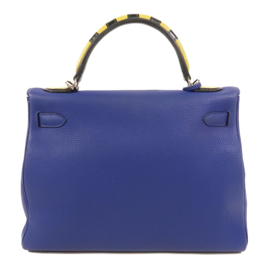 HERMES Togo皮革Kelly 32手挽肩背兩用袋Blue Electrique-1
