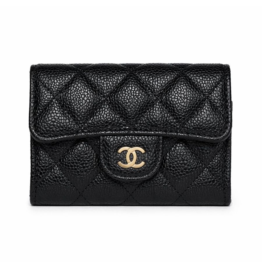 KESH 凱仕國際精品【經典入門、細節滿分】CHANEL Classic Card Holder 香奈兒經典翻蓋卡夾|黑色魚子醬牛皮|金扣-0