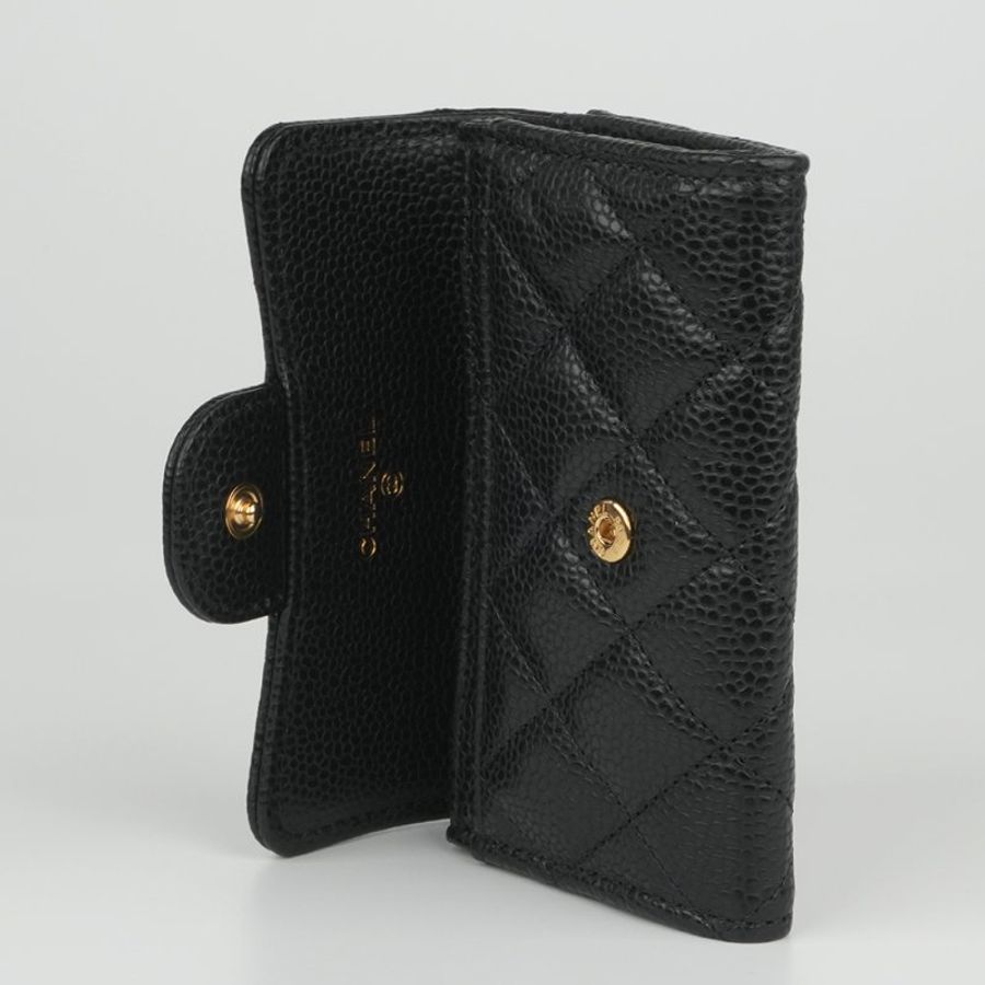 KESH 凱仕國際精品【經典入門、細節滿分】CHANEL Classic Card Holder 香奈兒經典翻蓋卡夾|黑色魚子醬牛皮|金扣-2