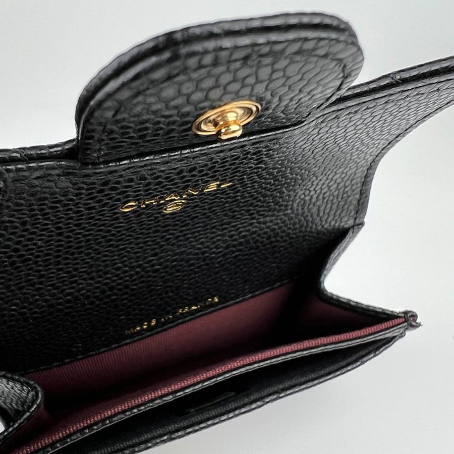 KESH 凱仕國際精品【經典入門、細節滿分】CHANEL Classic Card Holder 香奈兒經典翻蓋卡夾|黑色魚子醬牛皮|金扣-8