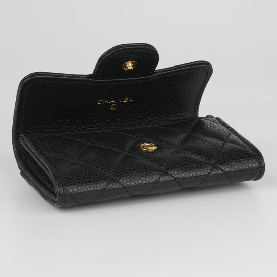 KESH 凱仕國際精品【經典入門、細節滿分】CHANEL Classic Card Holder 香奈兒經典翻蓋卡夾|黑色魚子醬牛皮|金扣-13