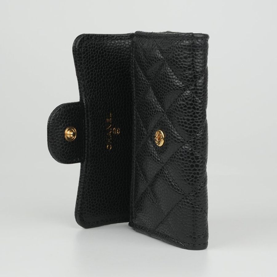 KESH 凱仕國際精品【經典入門、細節滿分】CHANEL Classic Card Holder 香奈兒經典翻蓋卡夾|黑色魚子醬牛皮|金扣-15