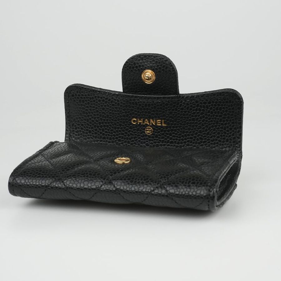 KESH 凱仕國際精品【經典入門、細節滿分】CHANEL Classic Card Holder 香奈兒經典翻蓋卡夾|黑色魚子醬牛皮|金扣-16