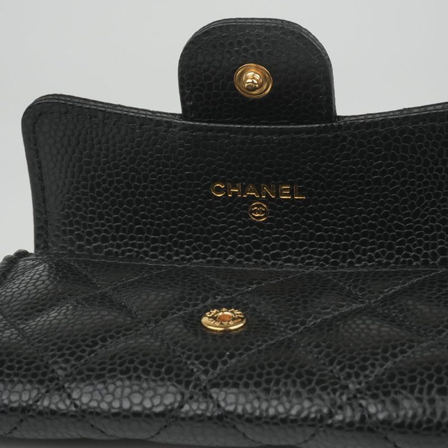 KESH 凱仕國際精品【經典入門、細節滿分】CHANEL Classic Card Holder 香奈兒經典翻蓋卡夾|黑色魚子醬牛皮|金扣-21