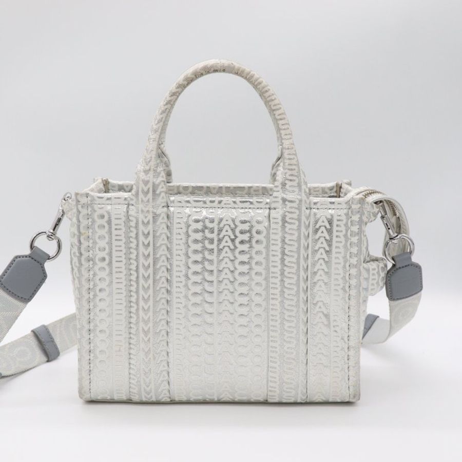 MARC JACOBS 馬克雅可布 The Mini Tote Bag 銀色 金屬光澤皮革 迷你托特包-1