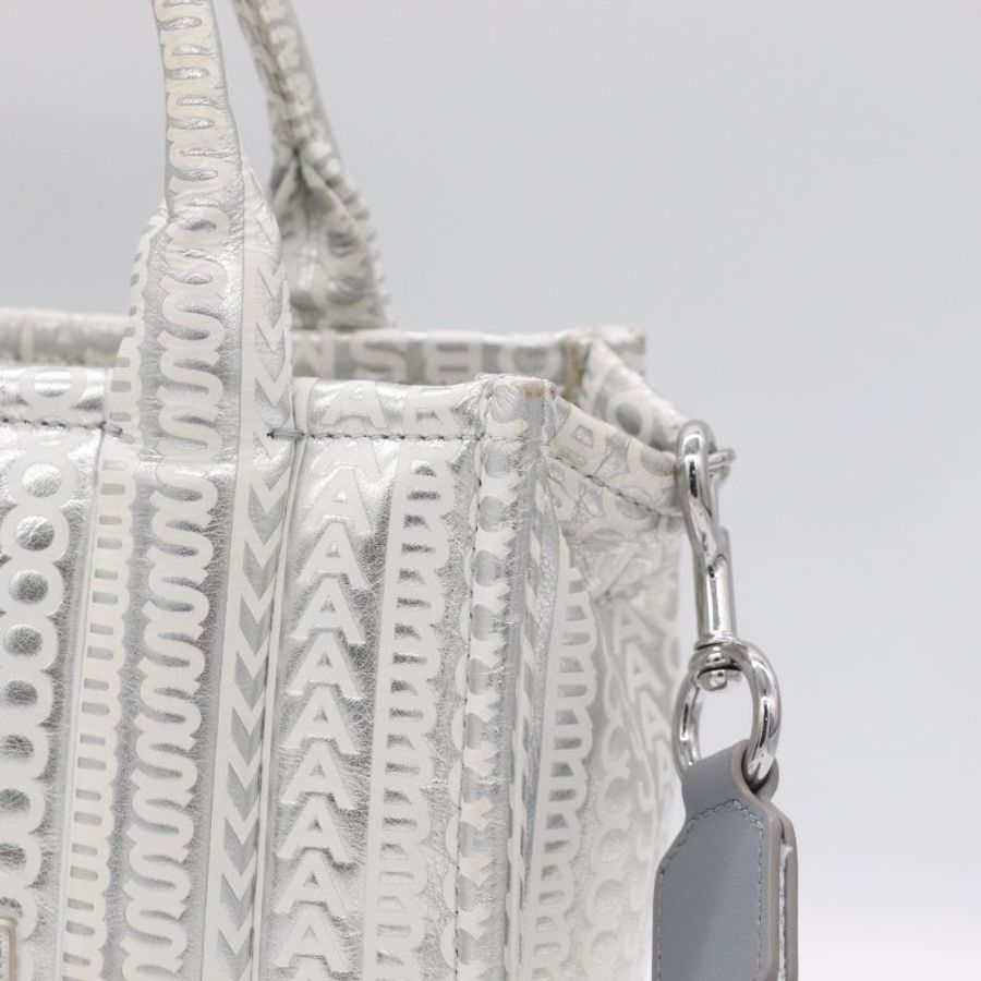 MARC JACOBS 馬克雅可布 The Mini Tote Bag 銀色 金屬光澤皮革 迷你托特包-7