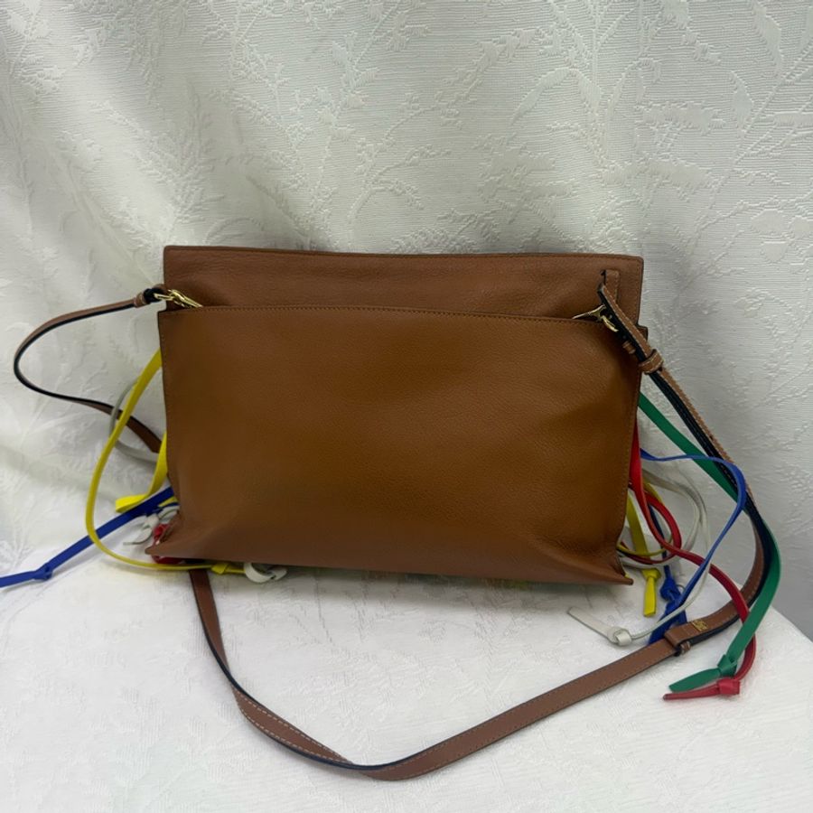 LOEWE T Pouch Fringe Leather Crossbody Bag-21