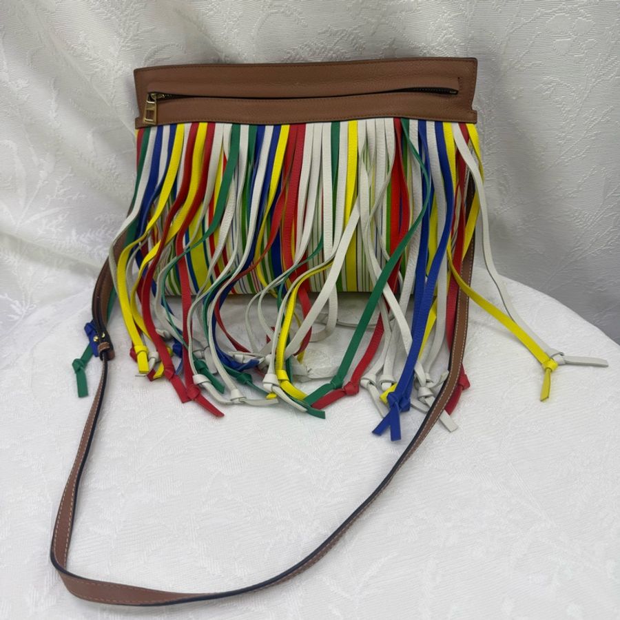 LOEWE T Pouch Fringe Leather Crossbody Bag-24