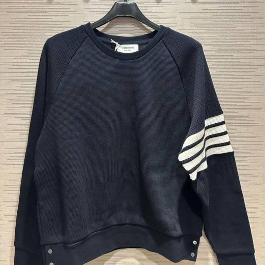 💎Han's house精品服飾💎thom Browne TB 華夫格 針織 衛衣 義大利製 現貨3 4 深藍原價33700-0