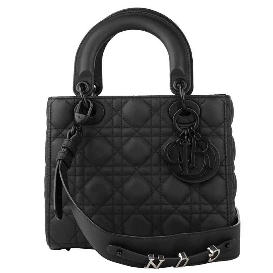 KESH 凱仕國際精品【極黑稀有、低調奢華】DIOR Lady Dior Matte Black 4 格戴妃包|全黑啞光版本|手提肩背兩用-0