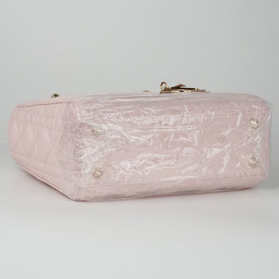 KESH 凱仕國際精品【金色吊飾、優雅甜美】Lady Dior My ABCDior 櫻花粉手提包|迪奧戴妃包|淡粉色羊皮革藤格紋-14
