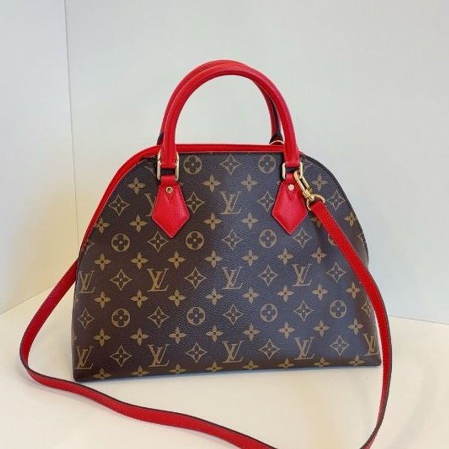 路易威登/Louis Vuitton Alma BB 老花拼紅貝殼手提包-7
