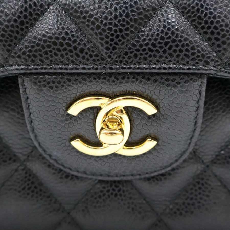 黑色 荔枝紋牛皮 經典大型口蓋包 肩背包 金釦(無卡)【CHANEL 香奈兒】 A58600-5