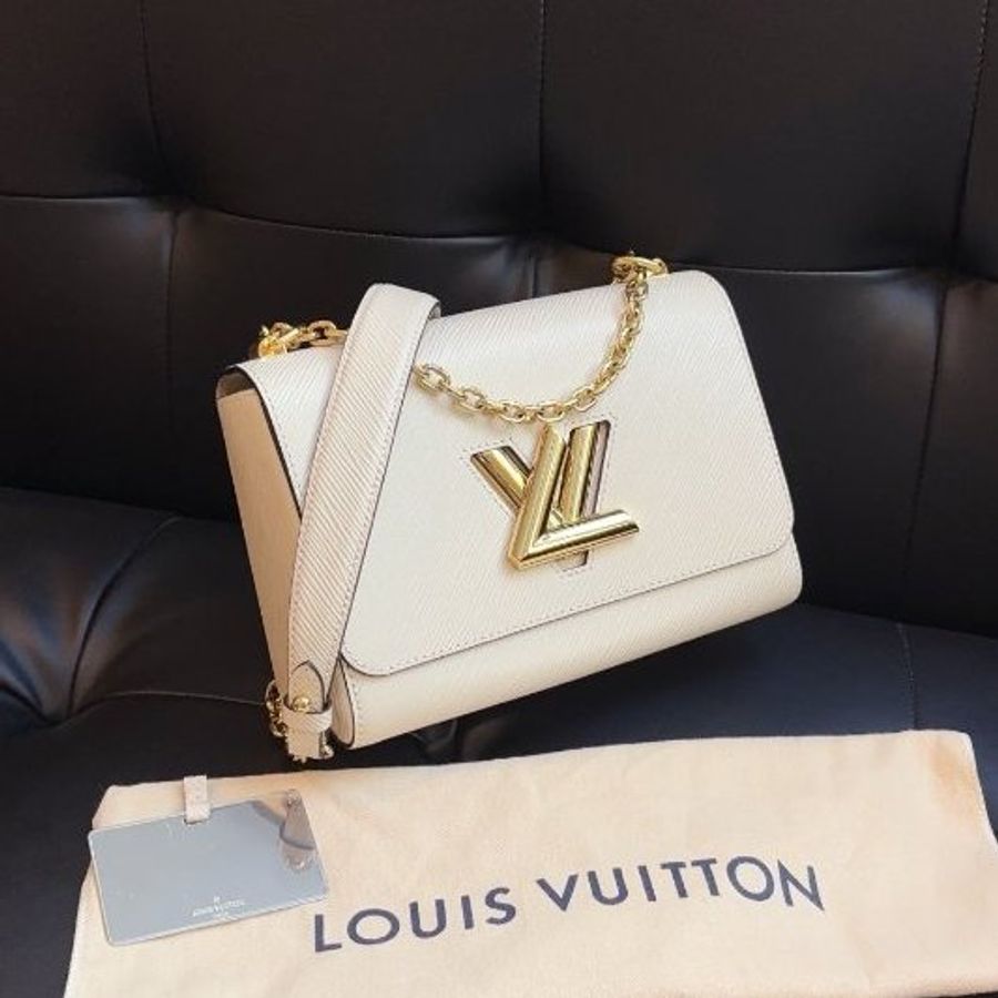 閒置新 路易威登/Louis Vuitton 白色金扣Twist鏈條包 中號 芯片款-2