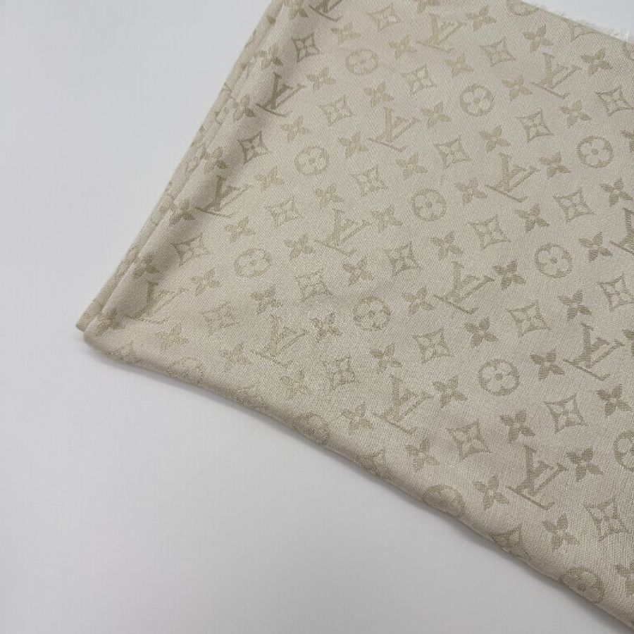 Louis Vuitton 路易威登 Monogram Shine 米色 香檳金色 絲綢 羊毛 混紡披肩 圍巾-2