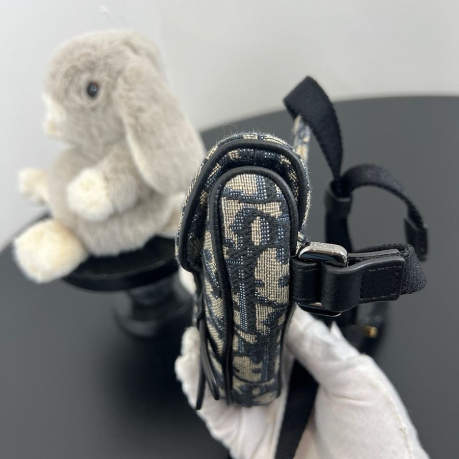 Dior/迪奧 老花藍色mini馬鞍包 腰包 22年編碼-3