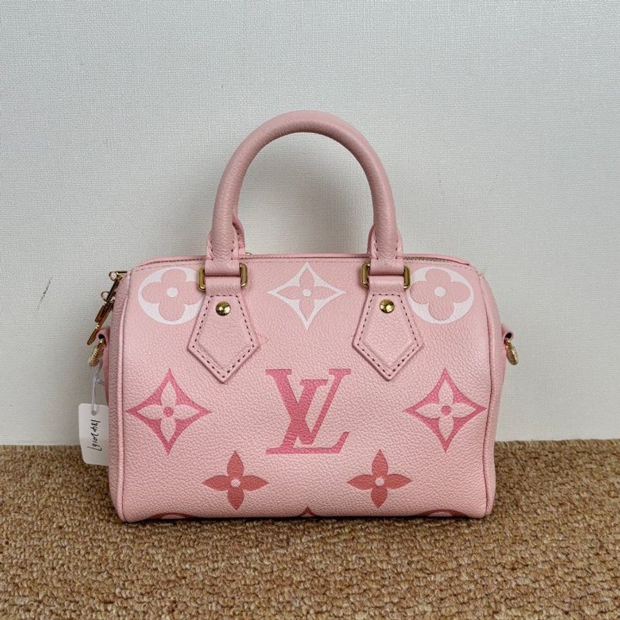 近新品 路易威登/Louis Vuitton Speedy20 漸變草莓牛奶手提斜背包 芯片款-6