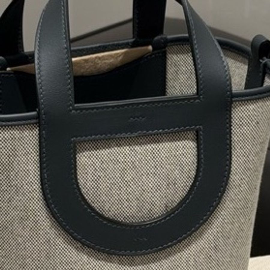 99.9新 Hermes🐎爱马仕 菜篮子loop18雾霾灰拼帆布 w刻-3