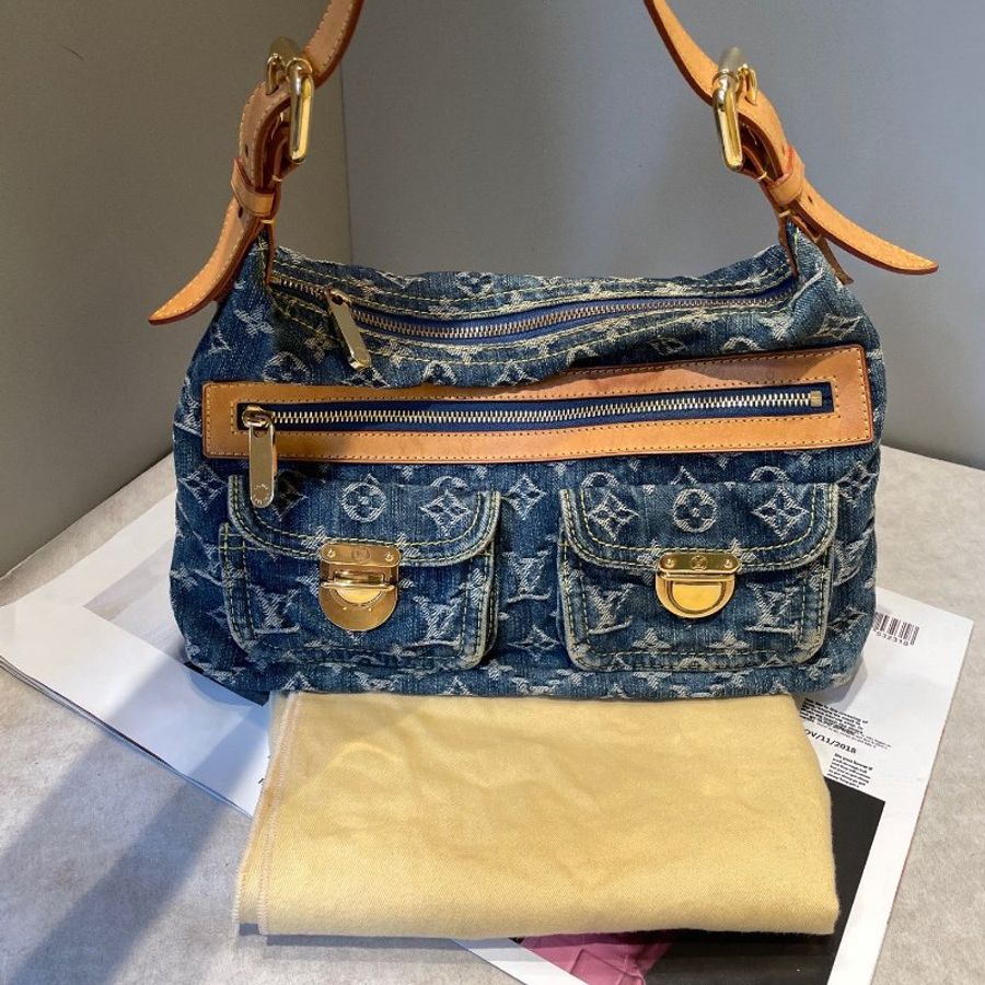 路易威登/Louis Vuitton 中古牛仔丹寧baggy腋下包-5