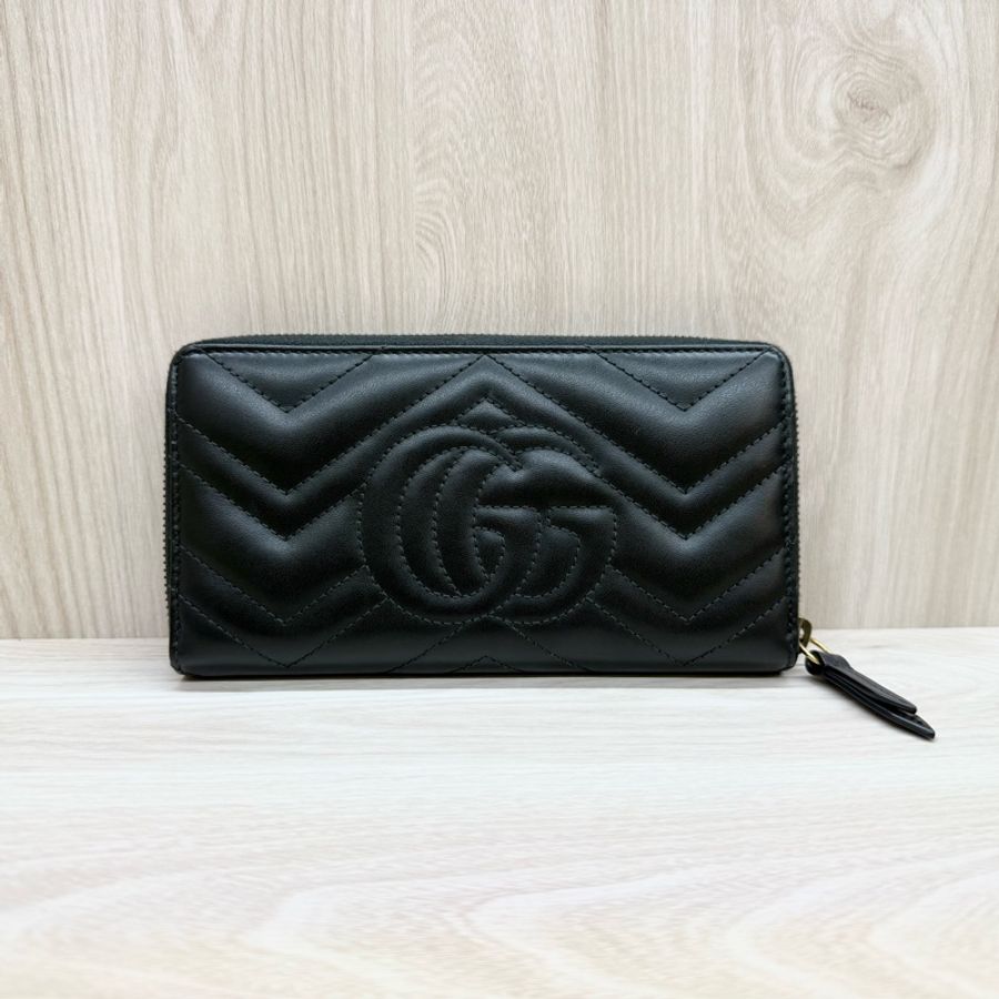 GUCCI黑金 GG marmont 拉鍊長夾443123-1