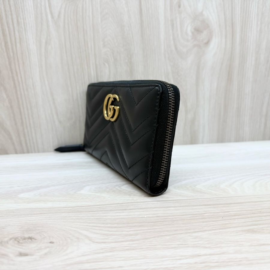 GUCCI黑金 GG marmont 拉鍊長夾443123-2