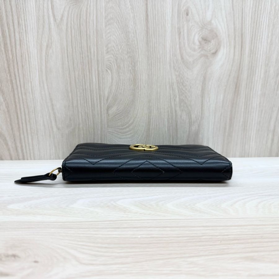 GUCCI黑金 GG marmont 拉鍊長夾443123-4