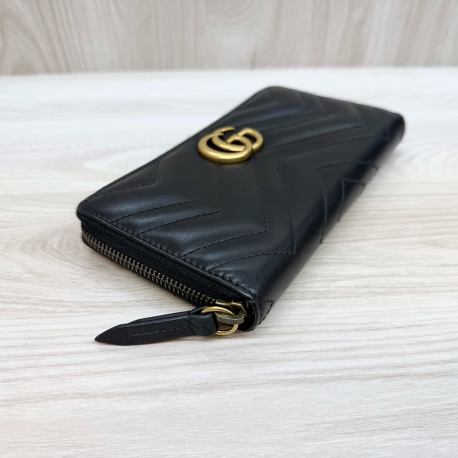 GUCCI黑金 GG marmont 拉鍊長夾443123-5