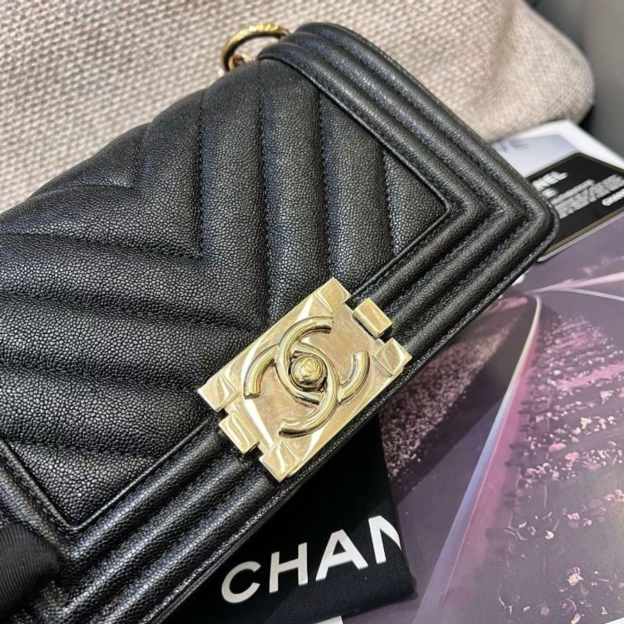 近新品 香奈兒/Chanel LEBOY小號v紋 荔枝紋牛皮-9