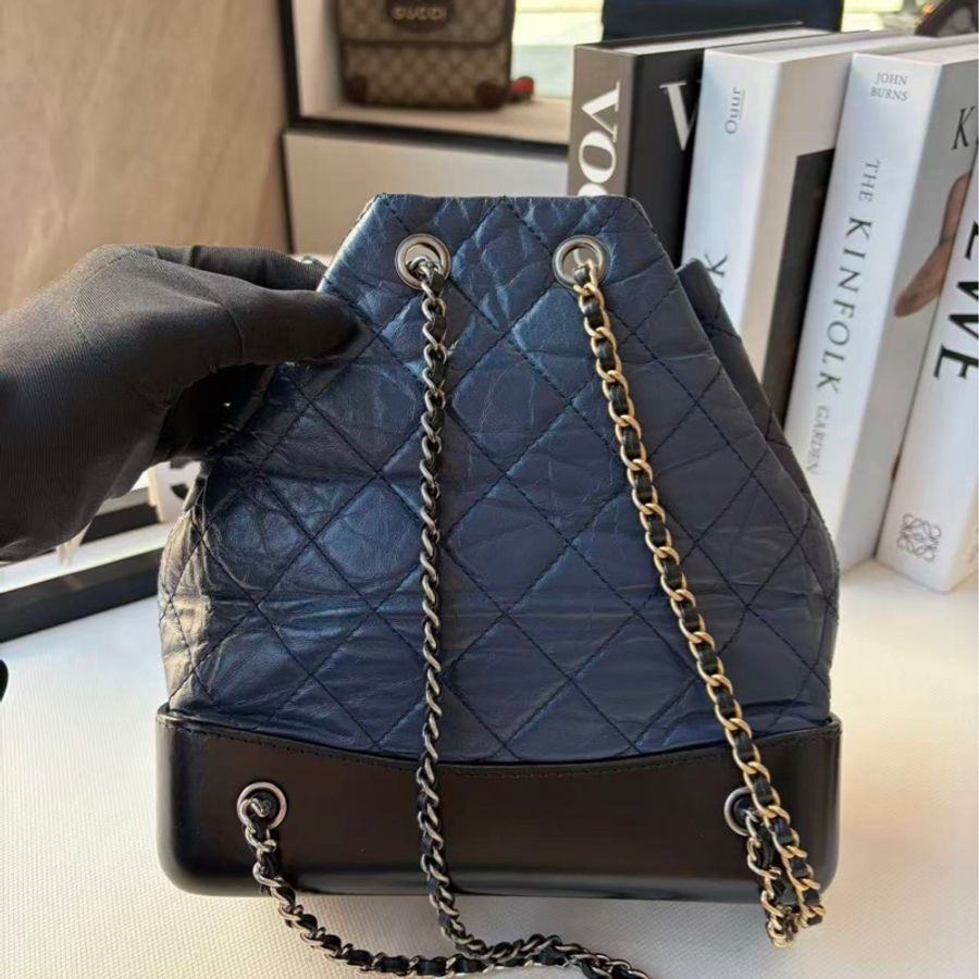 Chanel 香奈兒 雙肩包藍色 25開-2