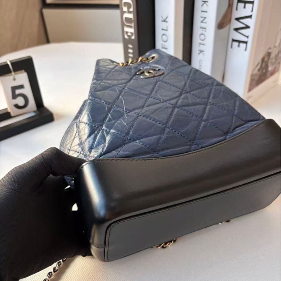 Chanel 香奈兒 雙肩包藍色 25開-5
