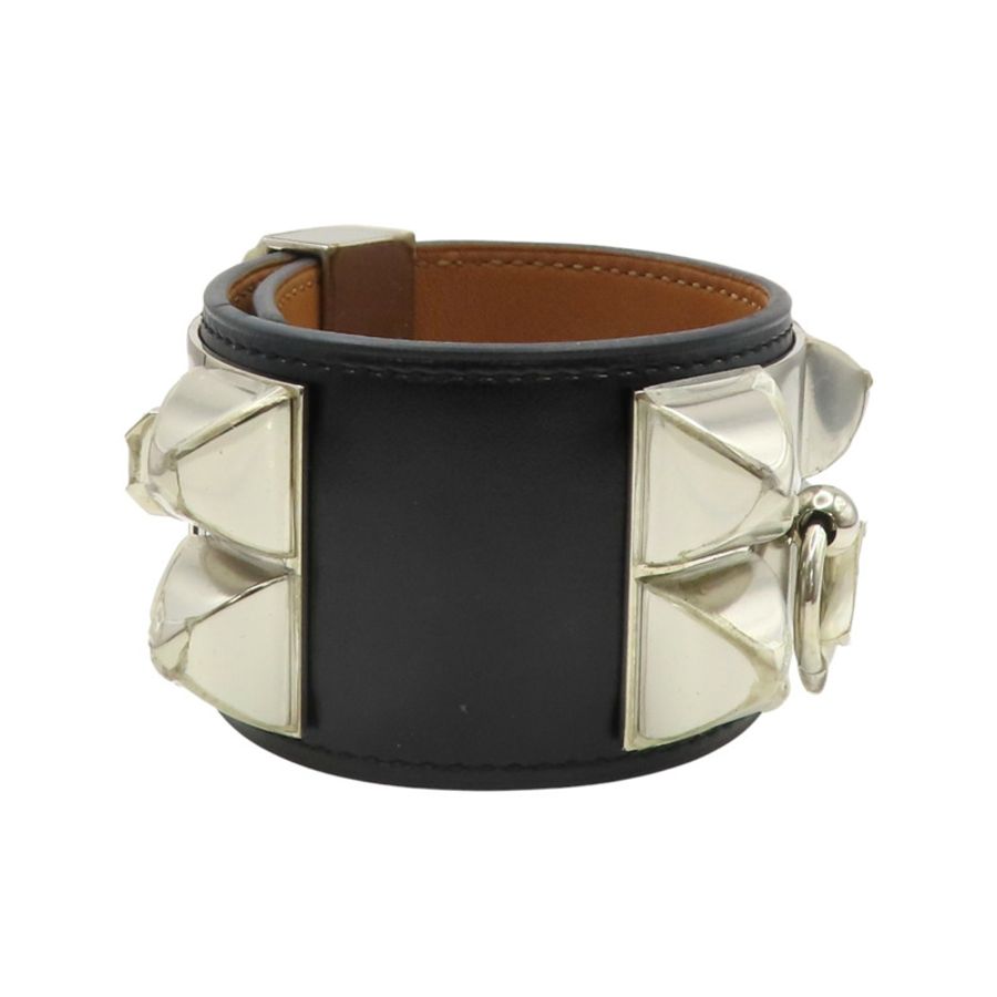 黑色 Box牛皮 Colier de Chien 手環 □R刻 銀扣【HERMES 愛馬仕】 H068440CK89T2-2