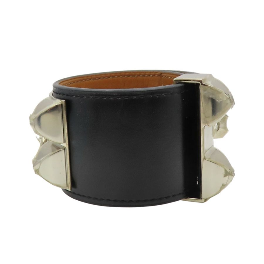 黑色 Box牛皮 Colier de Chien 手環 □R刻 銀扣【HERMES 愛馬仕】 H068440CK89T2-3