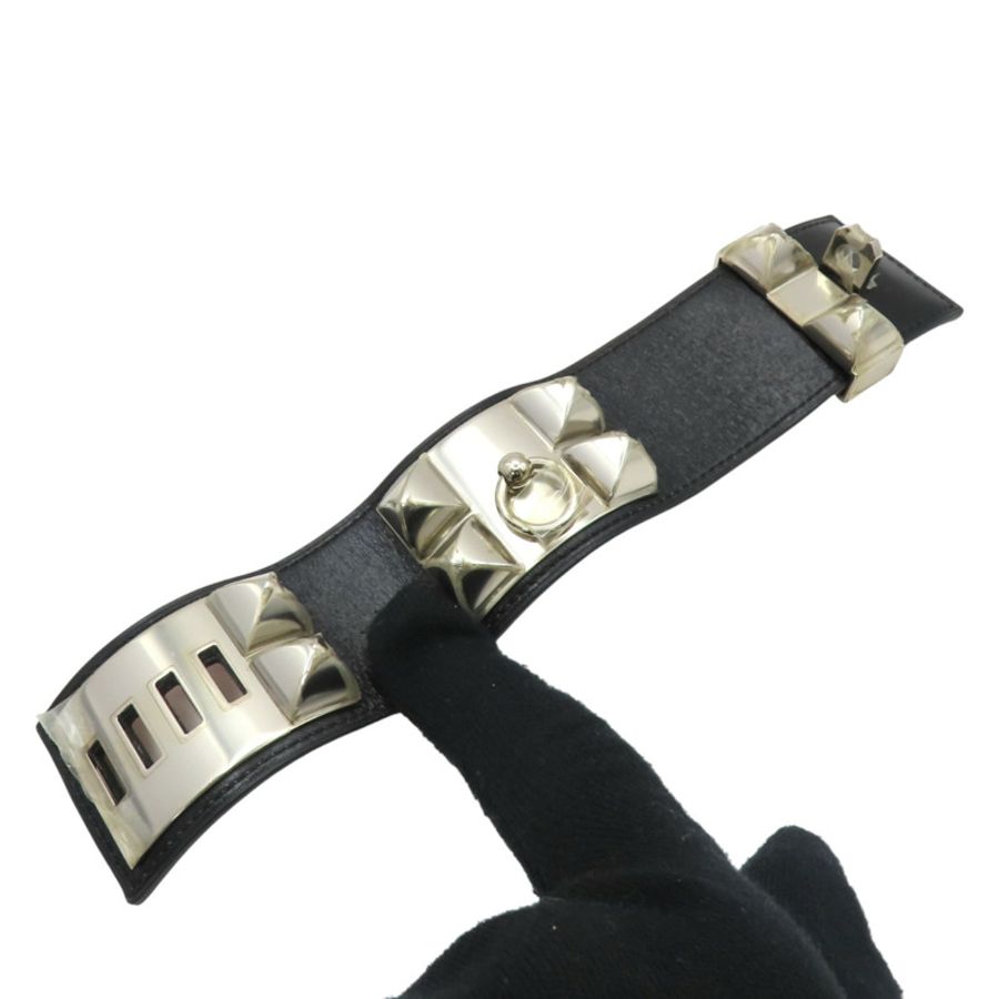 黑色 Box牛皮 Colier de Chien 手環 □R刻 銀扣【HERMES 愛馬仕】 H068440CK89T2-4