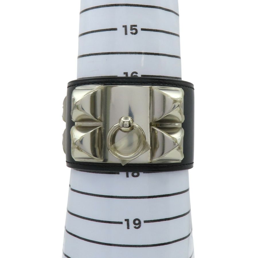 黑色 Box牛皮 Colier de Chien 手環 □R刻 銀扣【HERMES 愛馬仕】 H068440CK89T2-9