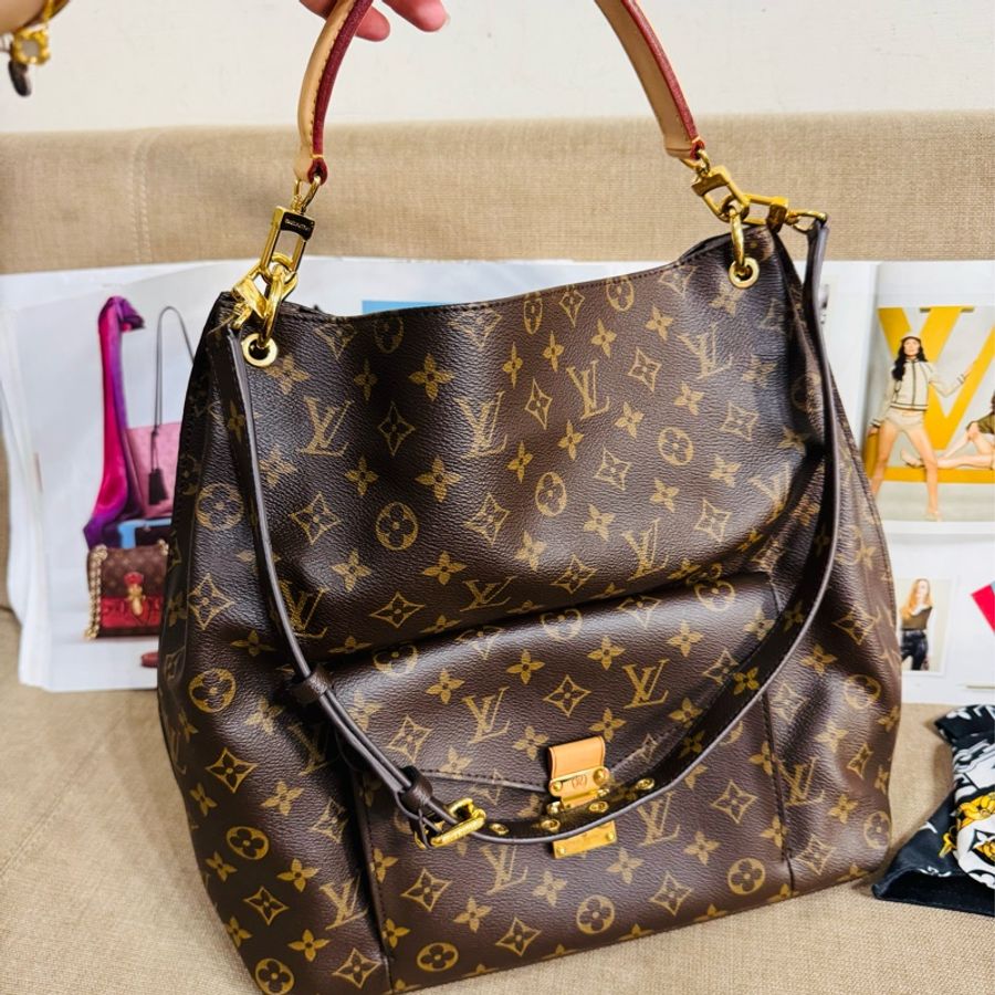 ✨售 二手真品 Louis Vuitton LV M40781 Metis hobo 經典花紋時尚兩用購物包(附背帶)-23