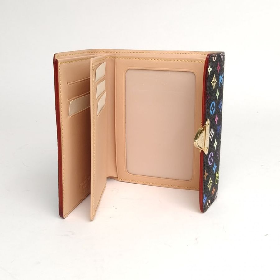 LOUIS VUITTON 中古短款錢包黑三彩PVC2007-5