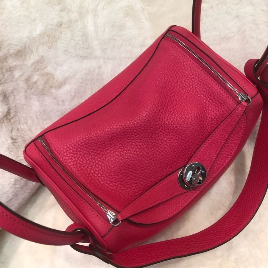 Hermes Lindy 26 銀扣極致粉 D stamp-4