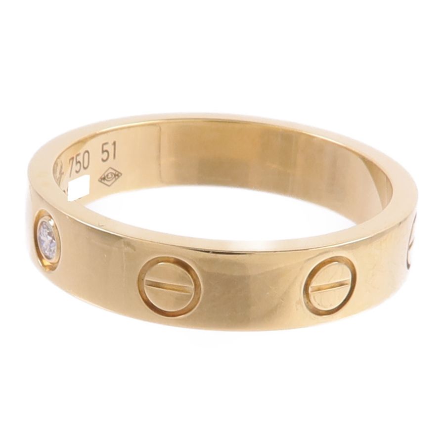 CARTIER 18K黃金Mini Love Ring 1 Diamond鑽石戒指-3