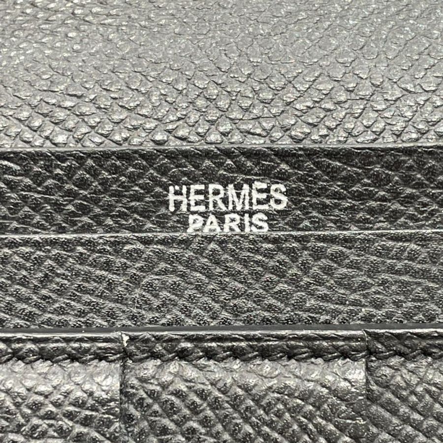 HERMES 愛馬仕 BRARN 雙折長夾 EPSOM 黑色 銀釦-14