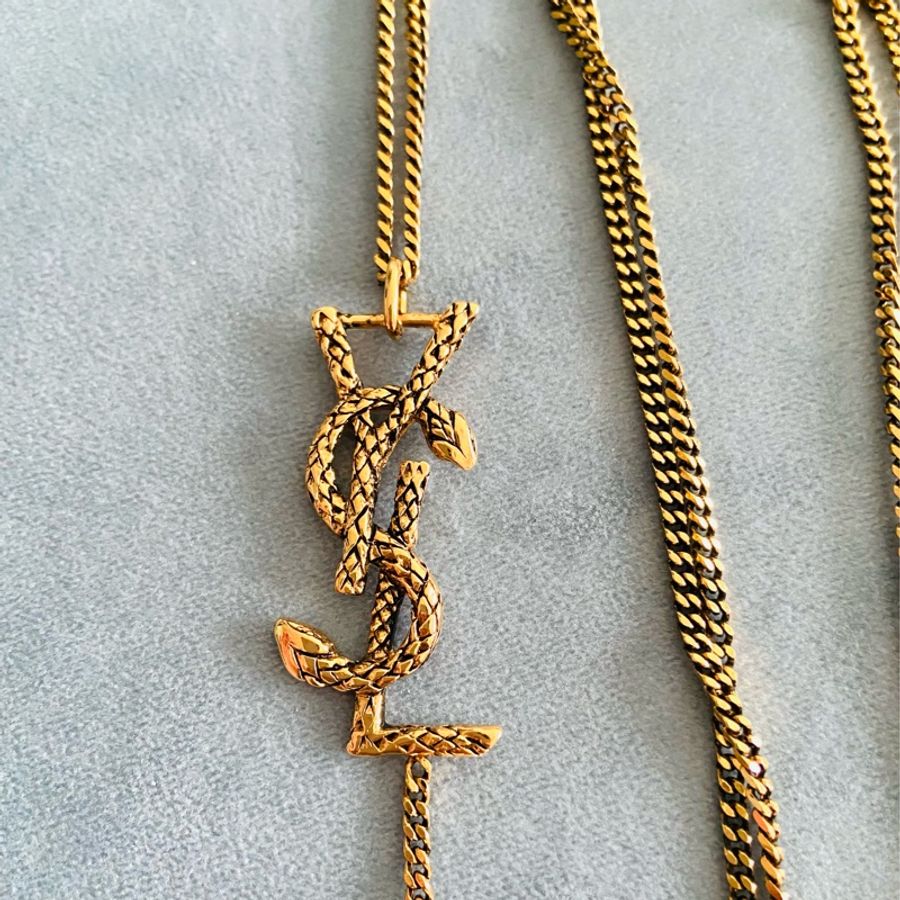 ~~Saint Laurent YSL 經典品牌大logo 流蘇長項鍊~~-4