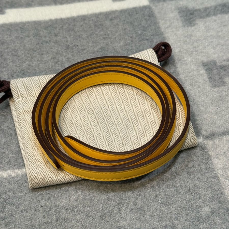 Hermès Mini Halzan Jaune Mango 銀扣 K刻(全新全配)-5