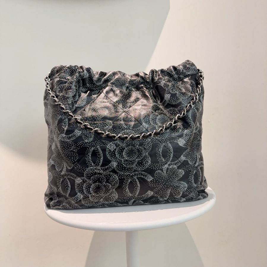 香奈兒Chanel 23K秋冬系列 全皮山茶花22bag 中號 單肩包-2