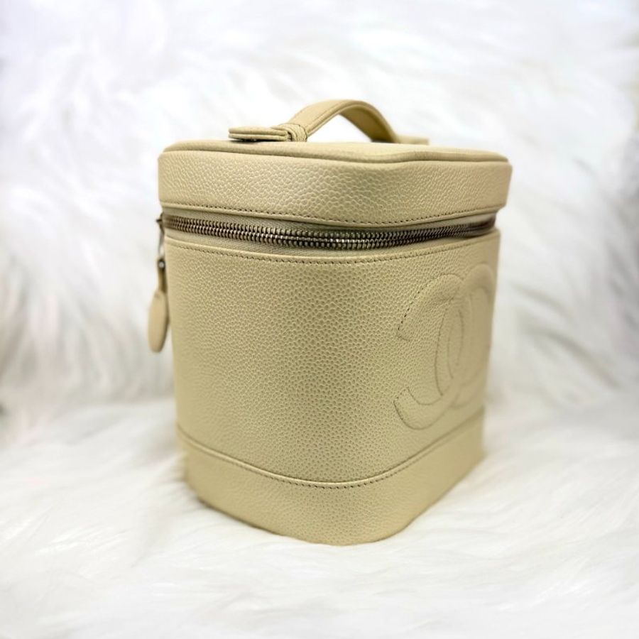 Chanel Vanity Case 化妝包 杏色牛皮 中號 豎版-2