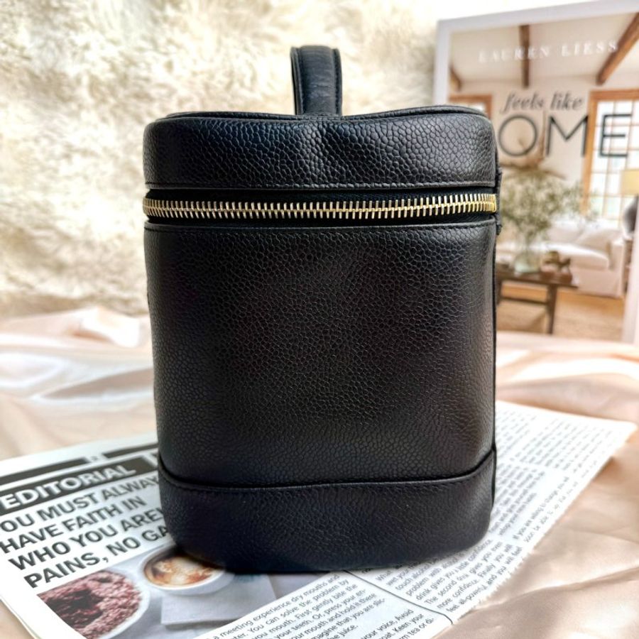 Chanel Vanity Case 化妝包 黑色 牛皮 中號 豎版-3
