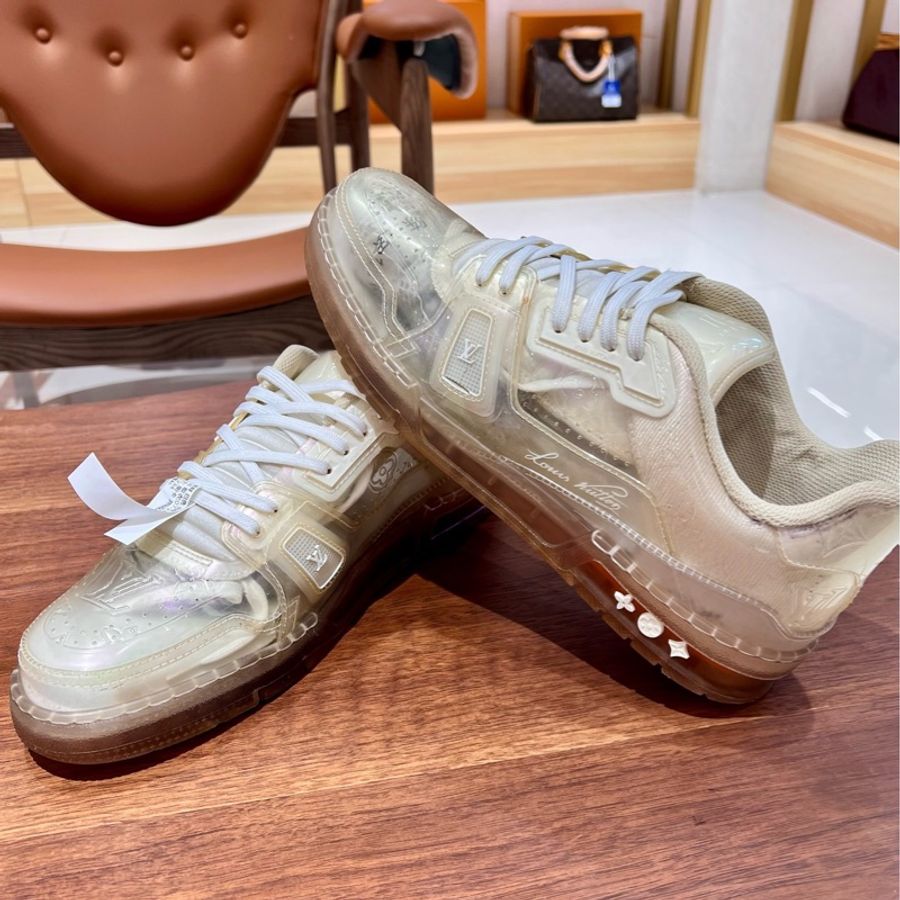Lv /路易威登 Trainer Monogra PU透明白色鞋 欧码10 /44码-0