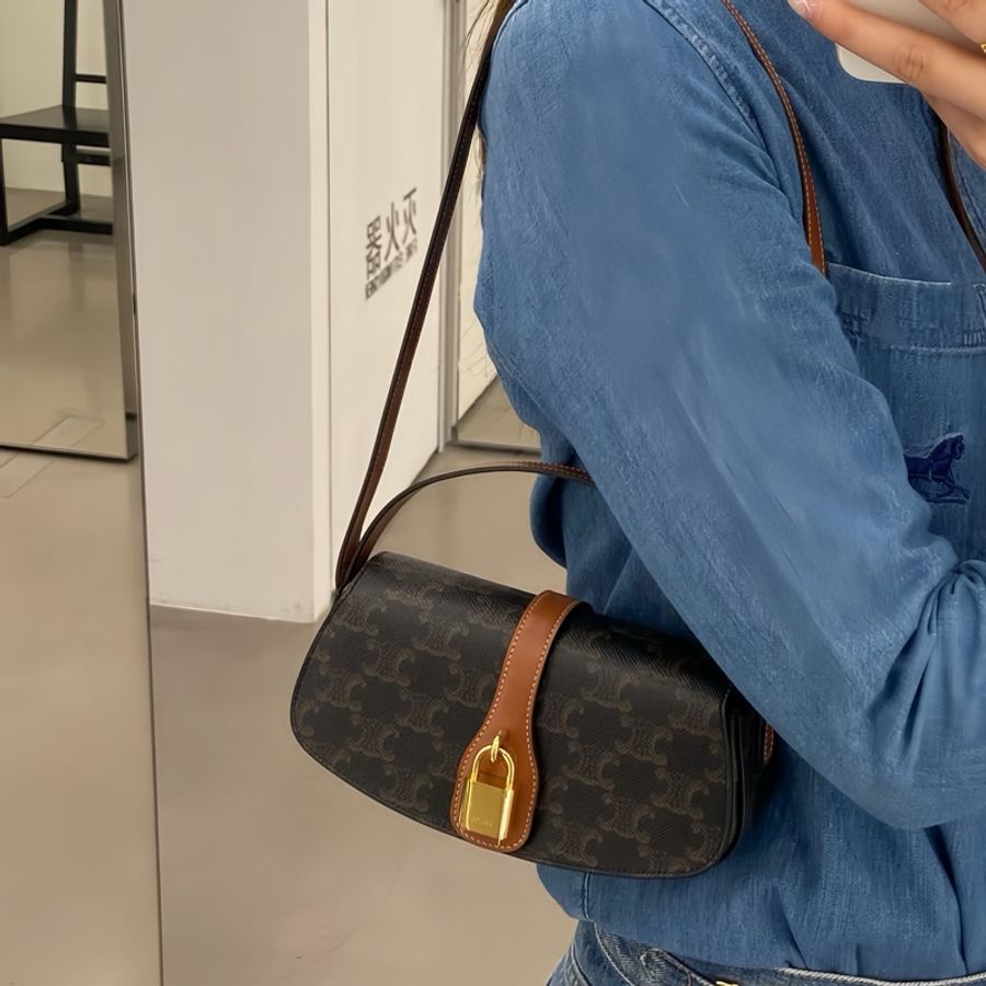 CELINE 黑金鎖頭肩背包|Lisa同款😍-3