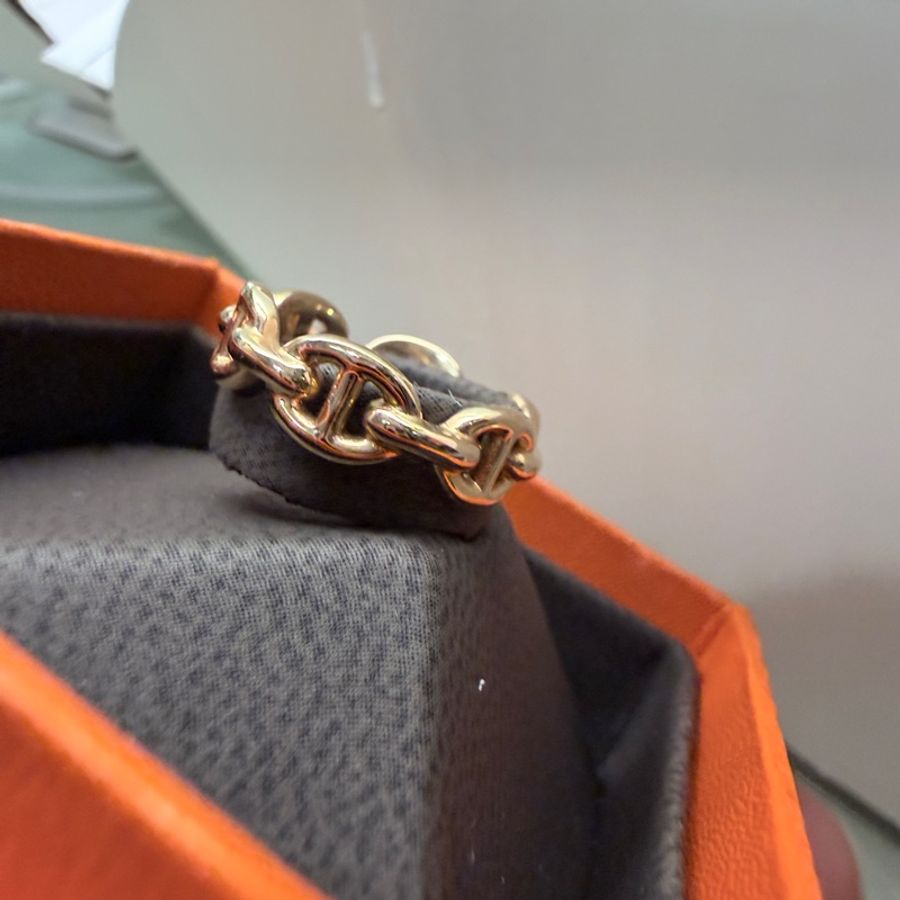 Hermes✨台灣購證 Chaine d'ancre Enchainee 豬鼻戒指 玫瑰金 #49 櫃上88000-4